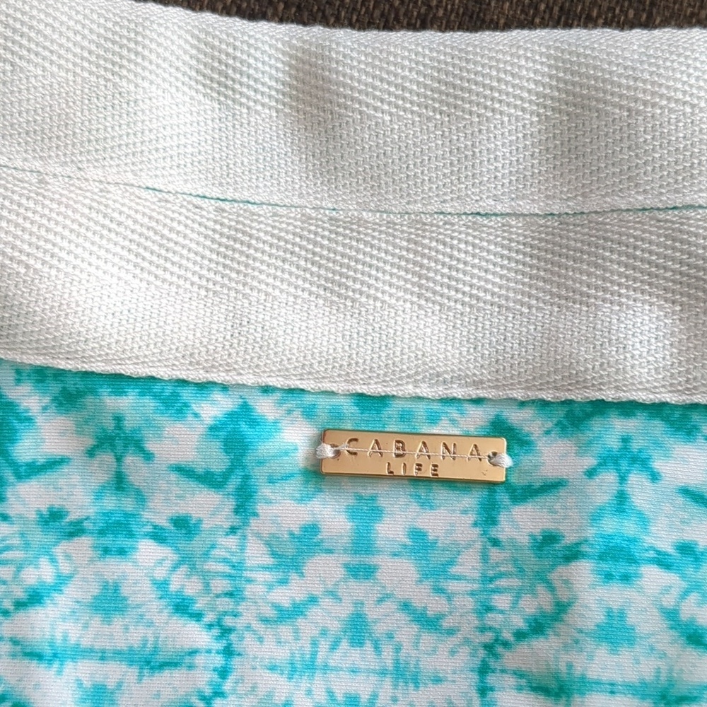 CABANA LIFE Green-White Embroided Sleeveless Tunic Mini Dress SPF 50+ Protection - Picture 7 of 10